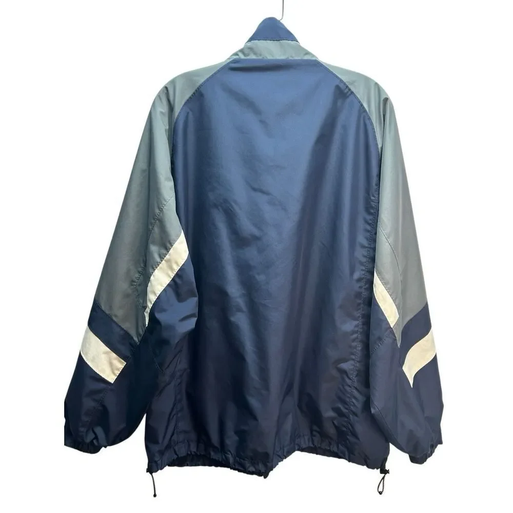 Vintage Champion Windbreaker Men's XL Navy Blue Grey White Stripe Full Zip Y2K A